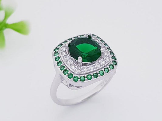 Green Garnet Oval Cut Ring