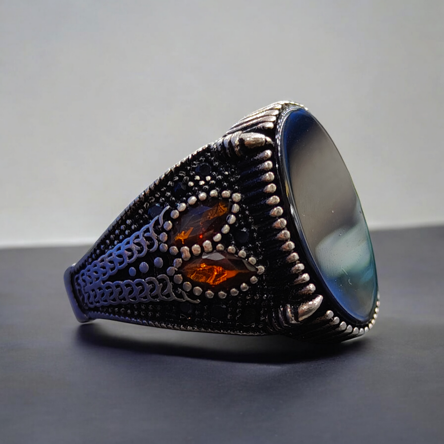 Silver Ring with Shimmering Zircon Stone